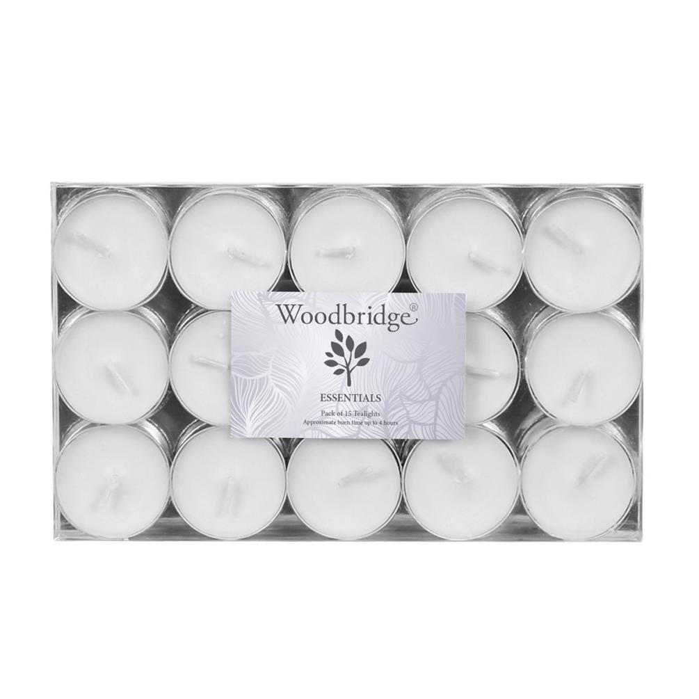 Woodbridge White Unscented Tealights (Pack of 15) £2.24